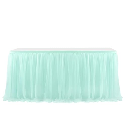 PBDEIOEOE Plissee-Tischrock Geburtstag Tulleing Hochzeitsfeier Tutu Tüll Hochzeitsfeier Home Decor(Mint Green,4FT 1.22x0.77m) von PBDEIOEOE