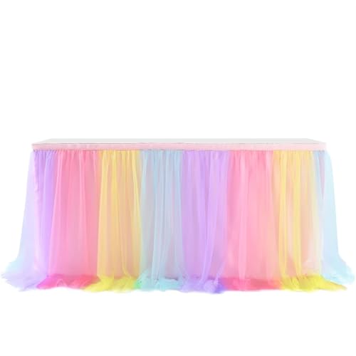PBDEIOEOE Plissee-Tischrock Geburtstag Tulleing Hochzeitsfeier Tutu Tüll Hochzeitsfeier Home Decor(Multicolour,6FT 1.83x0.77m) von PBDEIOEOE
