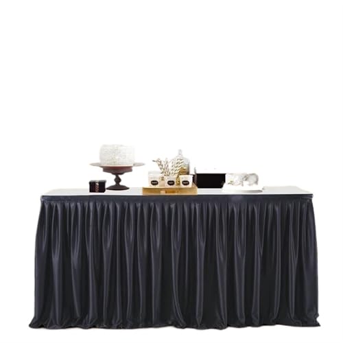 PBDEIOEOE Plissee-Tischrock Geburtstagsfeier Hochzeit Hotel Konferenz Party Dekoration(Black,9ft 275cmLx78cmH) von PBDEIOEOE