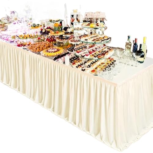 PBDEIOEOE Plissee-Tischrock Geburtstagsfeier Hochzeit Hotel Konferenz Party Dekoration(Milky White,6ft 183cmLx78cmH) von PBDEIOEOE