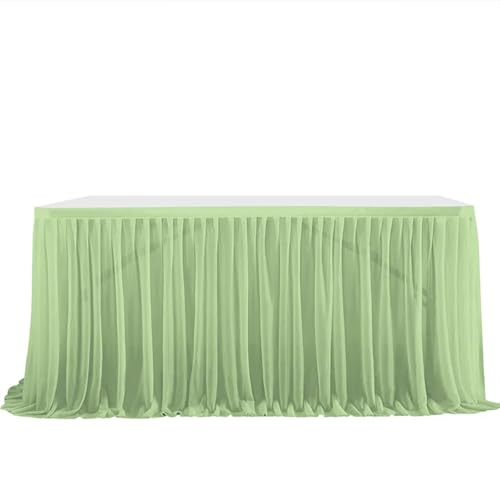 PBDEIOEOE Plissee-Tischrock Glitter Perle Chiffon Esszimmer for Hochzeit Party Dessert Bankett Tisch Dekor(Green,77x275cm 9FT) von PBDEIOEOE