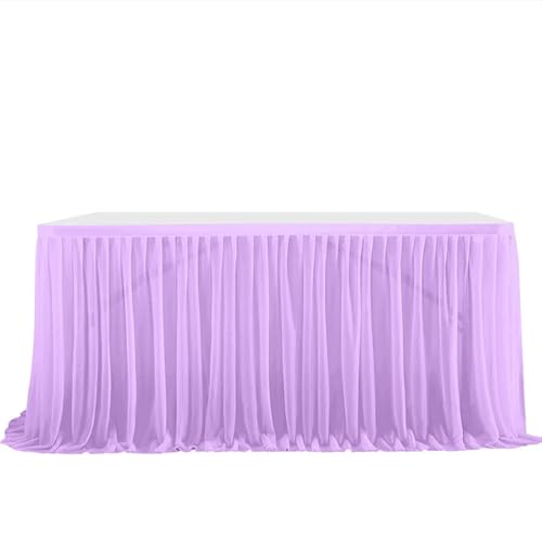 PBDEIOEOE Plissee-Tischrock Glitter Perle Chiffon Esszimmer for Hochzeit Party Dessert Bankett Tisch Dekor(Light Purple,77x183cm 6FT) von PBDEIOEOE