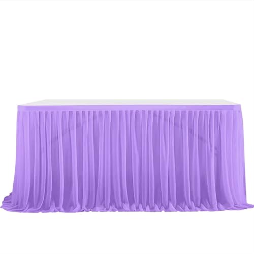 PBDEIOEOE Plissee-Tischrock Glitter Perle Chiffon Esszimmer for Hochzeit Party Dessert Bankett Tisch Dekor(Purple,77x183cm 6FT) von PBDEIOEOE