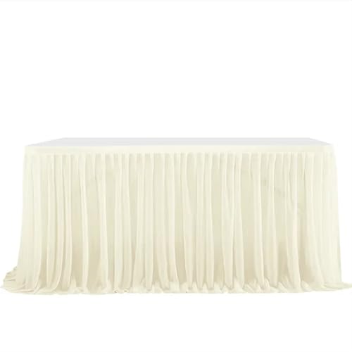 PBDEIOEOE Plissee-Tischrock Hochzeiten Geburtstag Abdeckung Hochzeit Party Tutu Tüll Hochzeit Party Home Decor(Beige,9FT (275x77cm)) von PBDEIOEOE