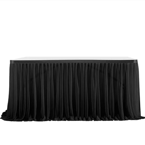 PBDEIOEOE Plissee-Tischrock Hochzeiten Geburtstag Abdeckung Hochzeit Party Tutu Tüll Hochzeit Party Home Decor(Black,4FT (122x77cm)) von PBDEIOEOE