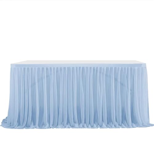 PBDEIOEOE Plissee-Tischrock Hochzeiten Geburtstag Abdeckung Hochzeit Party Tutu Tüll Hochzeit Party Home Decor(Blue,6FT (185x77cm)) von PBDEIOEOE