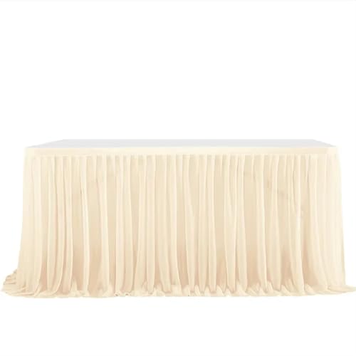PBDEIOEOE Plissee-Tischrock Hochzeiten Geburtstag Abdeckung Hochzeit Party Tutu Tüll Hochzeit Party Home Decor(Champagne,9FT (275x77cm)) von PBDEIOEOE