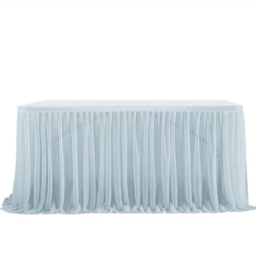PBDEIOEOE Plissee-Tischrock Hochzeiten Geburtstag Abdeckung Hochzeit Party Tutu Tüll Hochzeit Party Home Decor(Grayish Blue,9FT (275x77cm)) von PBDEIOEOE