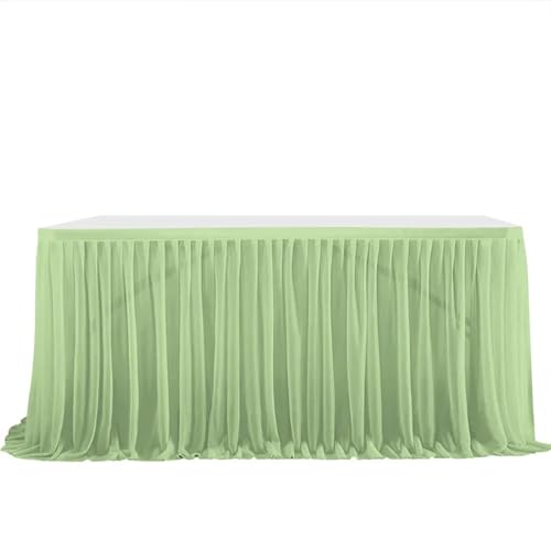 PBDEIOEOE Plissee-Tischrock Hochzeiten Geburtstag Abdeckung Hochzeit Party Tutu Tüll Hochzeit Party Home Decor(Green,4FT (122x77cm)) von PBDEIOEOE