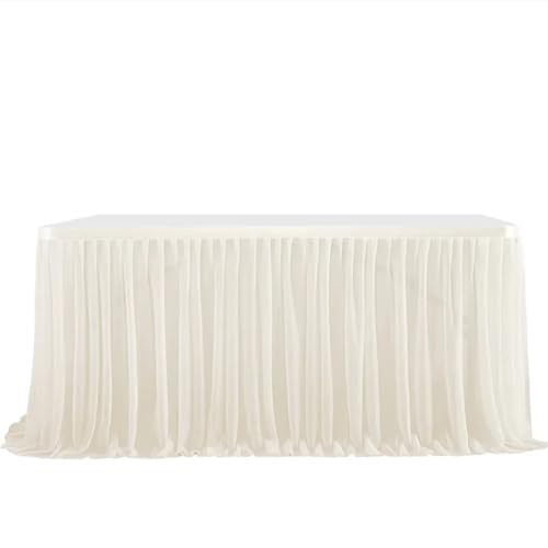 PBDEIOEOE Plissee-Tischrock Hochzeiten Geburtstag Abdeckung Hochzeit Party Tutu Tüll Hochzeit Party Home Decor(Milky White,9FT (275x77cm)) von PBDEIOEOE