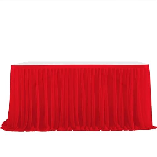 PBDEIOEOE Plissee-Tischrock Hochzeiten Geburtstag Abdeckung Hochzeit Party Tutu Tüll Hochzeit Party Home Decor(Red,9FT (275x77cm)) von PBDEIOEOE