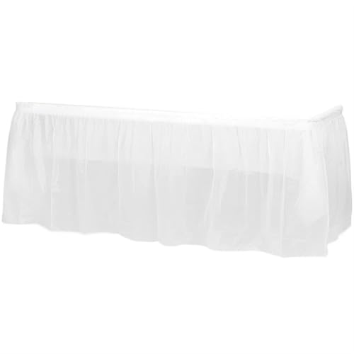 PBDEIOEOE Plissee-Tischrock Kunststoff-Partydekoration for Happy Birthday, Party, Hochzeit, Festival, Partydekoration(White Table Skirt) von PBDEIOEOE
