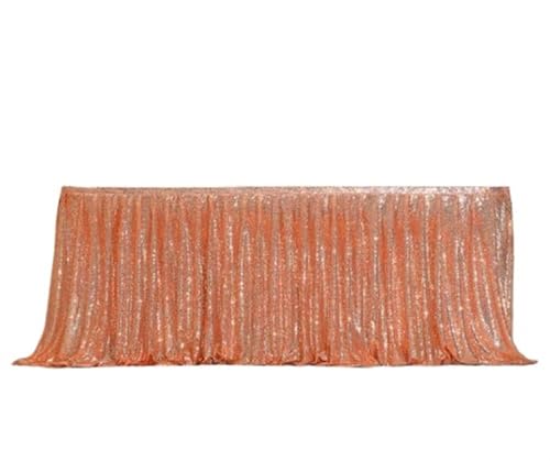 PBDEIOEOE Plissee-Tischrock Pailletten Tische Flash Tuch Geburtstag Party Decor Hochzeit Festival Event Rechteck Glitters Dekoration(Orange Gold,70x122CM) von PBDEIOEOE