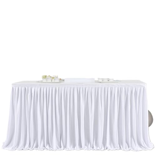 PBDEIOEOE Plissee-Tischrock Party Geburtstag Plissee Dessert Tischdecke Abdeckung Weddinging Home Hotel Tisch Dekor(White,14FT 78X427CM) von PBDEIOEOE