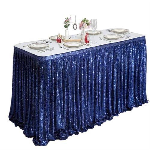 PBDEIOEOE Plissee-Tischrock Rechteckige Glitter Pailletten for Hochzeit Geburtstag Party Zubehör Home Dekoration(Blue,70x183cm) von PBDEIOEOE