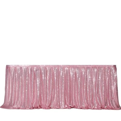 PBDEIOEOE Plissee-Tischrock Rechteckige Glitter Pailletten for Hochzeit Geburtstag Party Zubehör Home Dekoration(Pink,70x183cm) von PBDEIOEOE