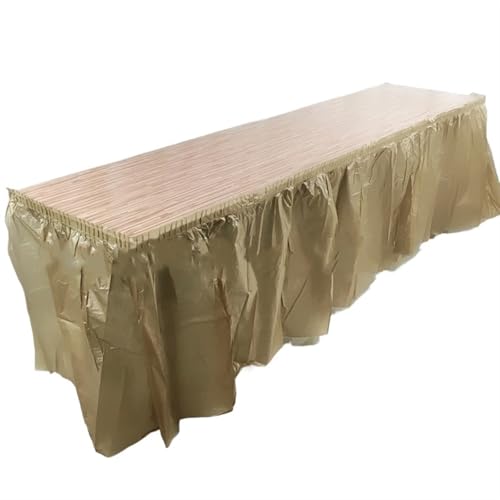 PBDEIOEOE Plissee-Tischrock Rechteckiger Tischdeckenrock aus Kunststoff for Abschlussfeier, Hochzeit, Geburtstag, Party, Dekoration(Gold) von PBDEIOEOE