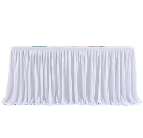 PBDEIOEOE Plissee-Tischrock Weiß for rechteckige Tische, Falten mit plissierten Rüschen for Party, Hochzeit, Geburtstag(White,9ft(H78cm L275cm)) von PBDEIOEOE