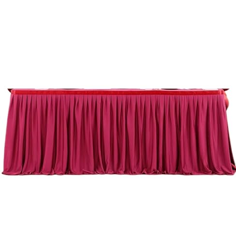 PBDEIOEOE Plissee-Tischrock Weiß for rechteckige Tische, Falten mit plissierten Rüschen for Party, Hochzeit, Geburtstag(Wine Red,14ft(H78 L427cm)) von PBDEIOEOE