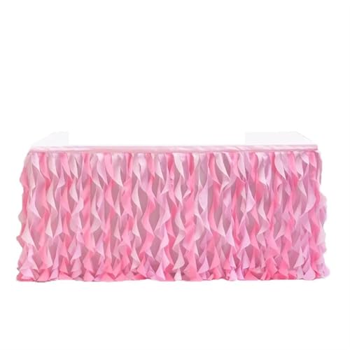 PBDEIOEOE Plissee-Tischrock Wicker Party Geburtstag Hochzeit Chiffon Party Dekoration Partys(Tricolor pink) von PBDEIOEOE