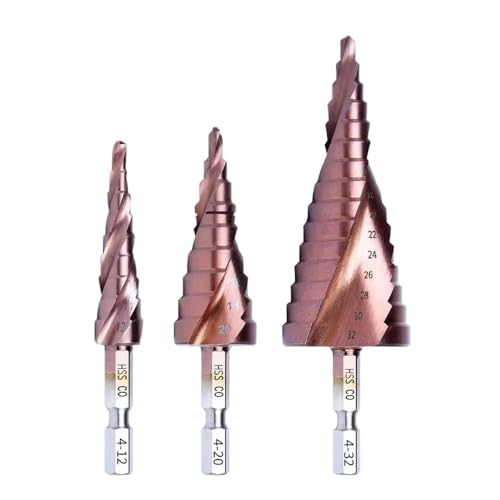 1/3 stücke M35 5% Kobalt HSS Stufenbohrer CO HSSCO Hochgeschwindigkeitsstahl Kegel Sechskantschaft Metall Bits Werkzeugsatz Lochschneider for Edelstahl(4-12mm 4-20mm 4-32mm) von PBNANHGZZ