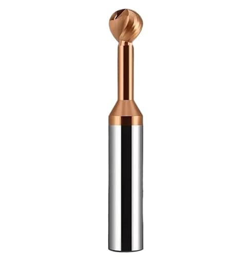 1 stück Wolframstahl-Hartmetall-Lollipop-Kugelfräser T-förmiger 2-Flöten-Bogenfräser R-Fräser for Schaftfräser aus Aluminium/Stahl(Coated,4dxR2xD4x50L) von PBNANHGZZ