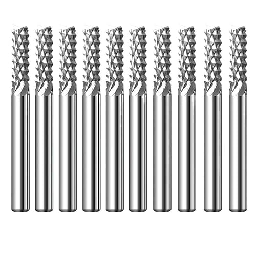 10 stücke Hartmetall Mais Ende Fräser Zähne Gravur CNC Maschine Bit 3,175 4 6mm for PCB Bakelit Platte Holz Kunststoff(1.8x3.175x38L) von PBNANHGZZ