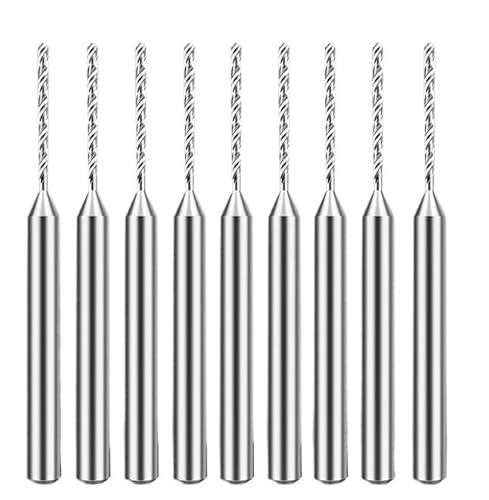 10-teiliges PCB-Mikrobohrer-Set, 0,15–3,175 mm, Wolframkarbid, Leiterplatte mit 1/8 Zoll festem Schaft, Mini-CNC-Bohrwerkzeuge(0.2mm) von PBNANHGZZ