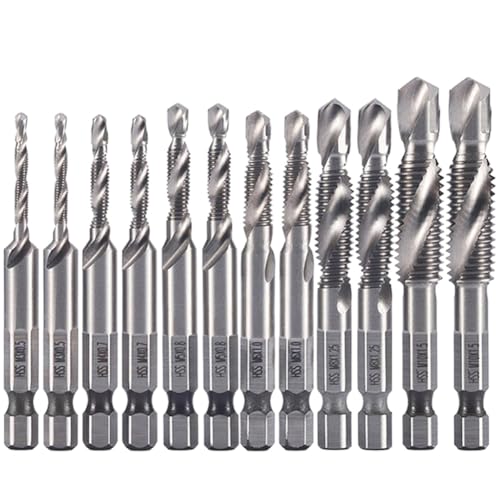 12 Stücke Verbindung Metrische Gewindebohrer Schraubengewinde Sechskantschaft Maschine Titan HSS Bit-Tool for Metall Stahl Holz Kunststoff von PBNANHGZZ