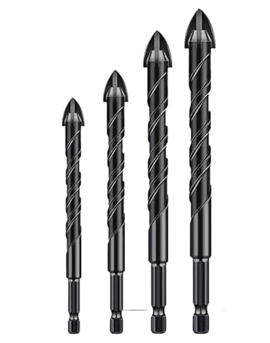 4/5/6/7/10 stücke Hartmetall Bohrer 6,35mm Hexagon Schaft Vier-klinge Keramik Fliesen Glas Ziegel Wand Power Tool(4PCS) von PBNANHGZZ