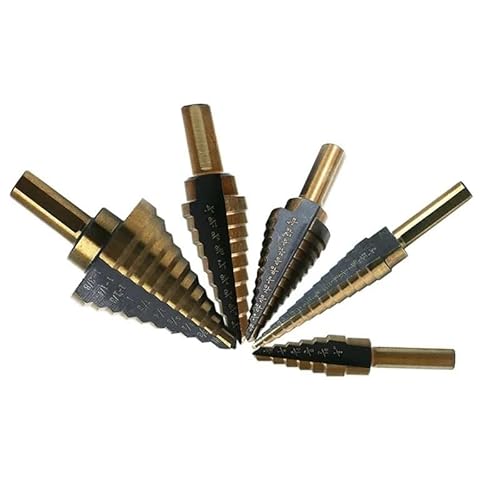 5-teiliges HSS 4241 Kobalt-Stufenbohrer-Set, Bohrlochwerkzeuge for Metall, 5-teilige Kegelbohrer for Eisen, Aluminium, Kupfer, Stahl und Holz von PBNANHGZZ