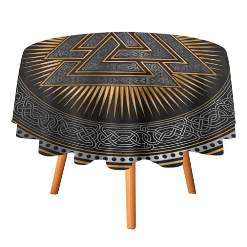 Runde Tischdecke Mit Wikinger-Motiv, 3D-Druck, Schmutzabweisend, Knitterfrei – Tischdecke Für Partys, Hochzeiten, Küche, Esszimmer, Langlebige Tischdecke (Color : Style120, Size : 36 In) von PBTMCD