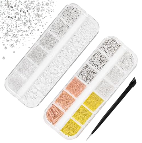 PBUSPU 2 Boxen Nail Art Strasssteine, Mit Pinzette Nägel Flatback Perlen Nail Charms mit Kristallen Nagelzubehör Diamanten Edelstahl-Perlen für Nagelschmuck PBUSPU 2 Boxen Nail Art Strasssteine, Mit Pinzette Nägel Flatback Perlen Nail Charms mit Kristallen Nagelzubehör Diamanten Edelstahl-Perlen für Nagelschmuck von PBUSPU