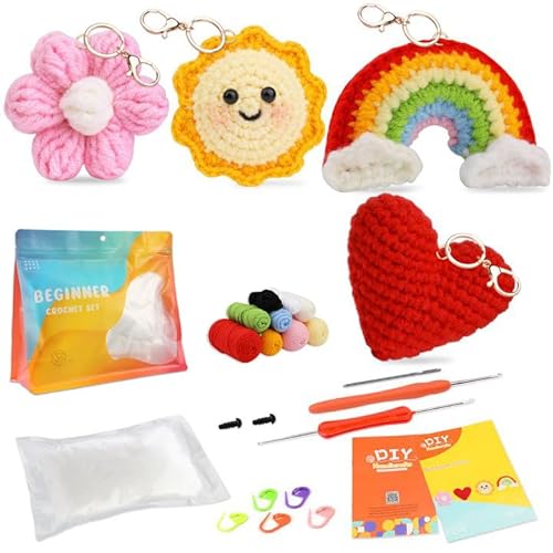 PBUSPU Häkelset für Anfänger, Anfänger-Häkel-Starter-Kit, Hilfsmitteln und Schritt-für-Schritt Videoanleitung für DIY-Handarbeiten mit Häkelnadelset, Garn,Polyesterfaserfüllung PBUSPU Häkelset für Anfänger, Anfänger-Häkel-Starter-Kit, Hilfsmitteln und Schritt-für-Schritt Videoanleitung für DIY-Handarbeiten mit Häkelnadelset, Garn,Polyesterfaserfüllung von PBUSPU