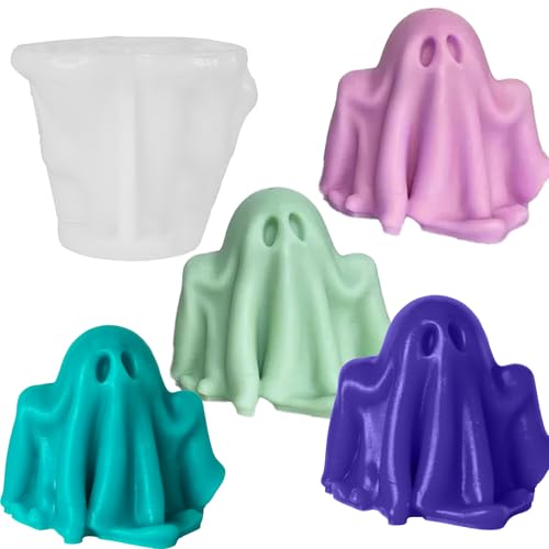 PCFING Halloween-Geisterkerzenformen, DIY-3D-Silikonformen für Harz, Seife, Ton, Kerzenwachs, Halloween-Heimdekoration von PCFING