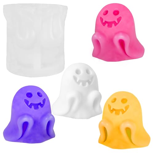PCFING Halloween-Silikonformen mit lächelndem Geist, DIY-3D-Silikonformen für Harz, Seife, Ton, Kerzenwachs, Halloween-Heimdekoration von PCFING