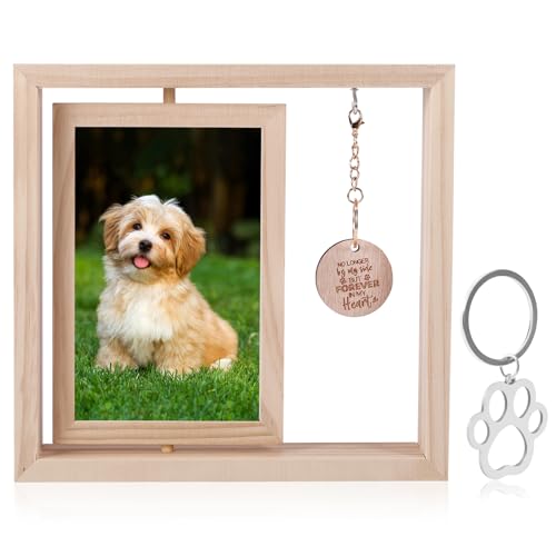 Gedenk-Bilderrahmen für Haustiere, 10,2 x 15,2 cm, drehbares Foto-Display mit hohlem Katzenkrallenanhänger, perfektes Haustier-Andenken-Geschenk für Haustierbesitzer, Holz-Bilderrahmen für Katze, Hund Gedenk-Bilderrahmen für Haustiere, 10,2 x 15,2 cm, drehbares Foto-Display mit hohlem Katzenkrallenanhänger, perfektes Haustier-Andenken-Geschenk für Haustierbesitzer, Holz-Bilderrahmen für Katze, Hund von PCXWTLN
