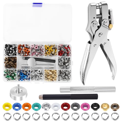 Stanzkopf Set mit 700 Ösen, Ø 5MM Ösenzange set Ösen Set mit Werkzeug Schwarz Ösen-Set für Rucksack, Schuhleder, Tüllen, Planen, Leder, Zelte, Markisen Stanzkopf Set mit 700 Ösen, Ø 5MM Ösenzange set Ösen Set mit Werkzeug Schwarz Ösen-Set für Rucksack, Schuhleder, Tüllen, Planen, Leder, Zelte, Markisen von PCXWTLN