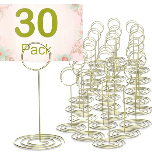 Gold Tischkartenhalter, PChero 30 Stück Tischkartenhalter Hochzeit Memoclip Fotohalter Metall Table Number Holder Tischnummernhalter für Restaurant Tisch Hochzeiten Party von PChero