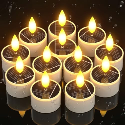 PChero 12er Set Solar Teelichter für Außen, LED Flackernd Solar Kerzen Outdoor Wasserdicht, Aufladbare Teelichter Solarkerzen mit Dusk to Dawn Sensor für Garten Terrassen Balkon LaterneGrabDeko PChero 12er Set Solar Teelichter für Außen, LED Flackernd Solar Kerzen Outdoor Wasserdicht, Aufladbare Teelichter Solarkerzen mit Dusk to Dawn Sensor für Garten Terrassen Balkon LaterneGrabDeko von PChero