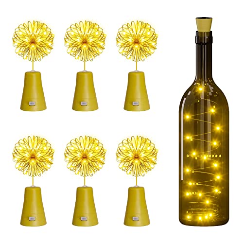 PChero 6 Stück Solar LED Flaschenlicht, 2M 20 LEDs Batteriebetriebene Schnurlicht mit Kork Wasserdicht Lichterkette Weinflasche Lichter für Weihnachten Party Halloween DIY Dekoration – Warmweiß von PChero