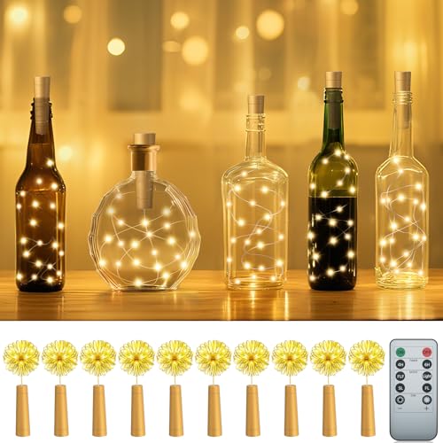 PChero LED Flaschenlichter mit Korken, 2M 20 LED Weinflasche Lichterkette Batteriebetrieben mit Fernbedienung für Flaschen Hochzeit Party Dekorationen - 10 Pack PChero LED Flaschenlichter mit Korken, 2M 20 LED Weinflasche Lichterkette Batteriebetrieben mit Fernbedienung für Flaschen Hochzeit Party Dekorationen - 10 Pack von PChero