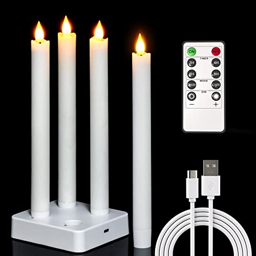 PChero LED Kerzen Aufladbar mit Ladestation und Fernbedienung, 4er Set Echtwachs Elektrische LED Wiederaufladbare Kerzen Flackernd Stabkerzen mit Timerfunktion für Halloween Weihnachten Zimmer Deko PChero LED Kerzen Aufladbar mit Ladestation und Fernbedienung, 4er Set Echtwachs Elektrische LED Wiederaufladbare Kerzen Flackernd Stabkerzen mit Timerfunktion für Halloween Weihnachten Zimmer Deko von PChero