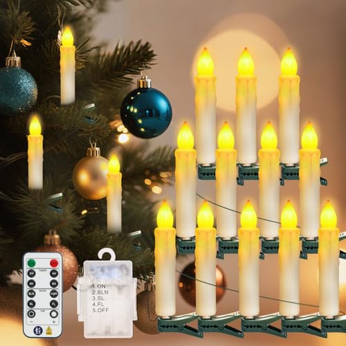 PChero Lichterkette Kerzen Weihnachtsbaum mit Fernbedienung, IP54 Wasserdicht Weihnachtsbaum Beleuchtung mit 30er LED Kerzen, Weihnachtsbaumkerzen Christbaumbeleuchtung für Innen Außen Weihnachts Deko von PChero