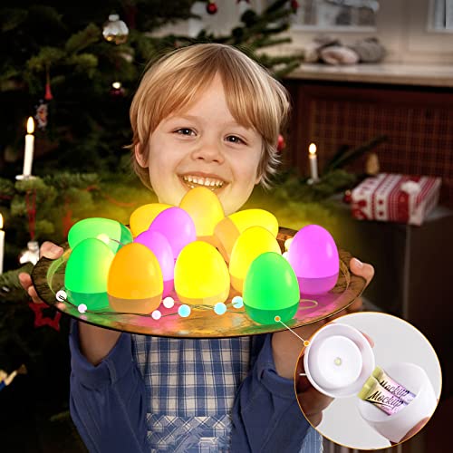 PChero Ostereierlichter, 12pcs batteriebetriebene Ostereier Decorative Eggs Lights bunte LED-Eier Ornamente für Zuhause, Party, Dekoration (grün, gelb, rosa, warmweiß) von PChero
