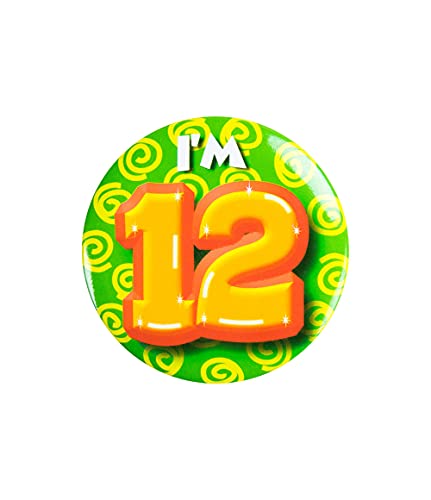 PD-Party 6014712 Birthday Badge | Geburtstag Metall Abzeichen | Partei Feier Knöpfe - I'm 12, Mehrfarbig, 5.5cm Länge x 5.5cm Breite x 0.5cm Höhe PD-Party 6014712 Birthday Badge | Geburtstag Metall Abzeichen | Partei Feier Knöpfe - I'm 12, Mehrfarbig, 5.5cm Länge x 5.5cm Breite x 0.5cm Höhe von PD-Party