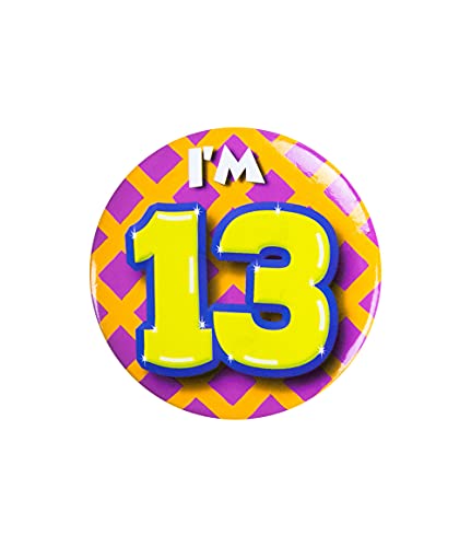 PD-Party 6014713 Birthday Badge | Geburtstag Metall Abzeichen | Partei Feier Knöpfe - I'm 13, Mehrfarbig, 5.5cm Länge x 5.5cm Breite x 0.5cm Höhe von PD-Party