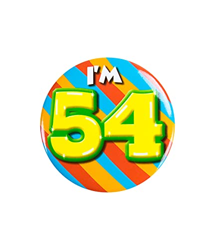 PD-Party 6014754 Birthday Badge | Geburtstag Metall Abzeichen | Partei Feier Knöpfe - I'm 54, Mehrfarbig, 5.5cm Länge x 5.5cm Breite x 0.5cm Höhe PD-Party 6014754 Birthday Badge | Geburtstag Metall Abzeichen | Partei Feier Knöpfe - I'm 54, Mehrfarbig, 5.5cm Länge x 5.5cm Breite x 0.5cm Höhe von PD-Party
