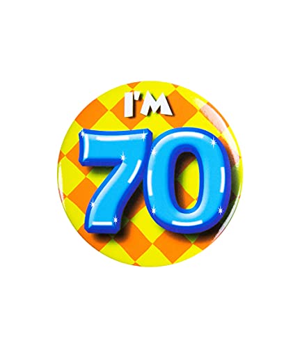 PD-Party 6014770 Birthday Badge | Geburtstag Metall Abzeichen | Partei Feier Knöpfe - I'm 70, Mehrfarbig, 5.5cm Länge x 5.5cm Breite x 0.5cm Höhe von PD-Party