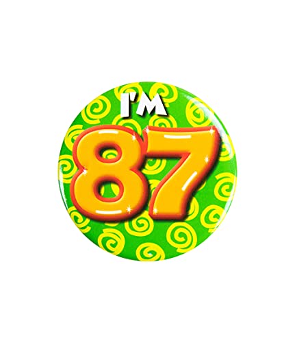PD-Party 6014787 Birthday Badge | Geburtstag Metall Abzeichen | Partei Feier Knöpfe - I'm 87, Mehrfarbig, 5.5cm Länge x 5.5cm Breite x 0.5cm Höhe PD-Party 6014787 Birthday Badge | Geburtstag Metall Abzeichen | Partei Feier Knöpfe - I'm 87, Mehrfarbig, 5.5cm Länge x 5.5cm Breite x 0.5cm Höhe von PD-Party